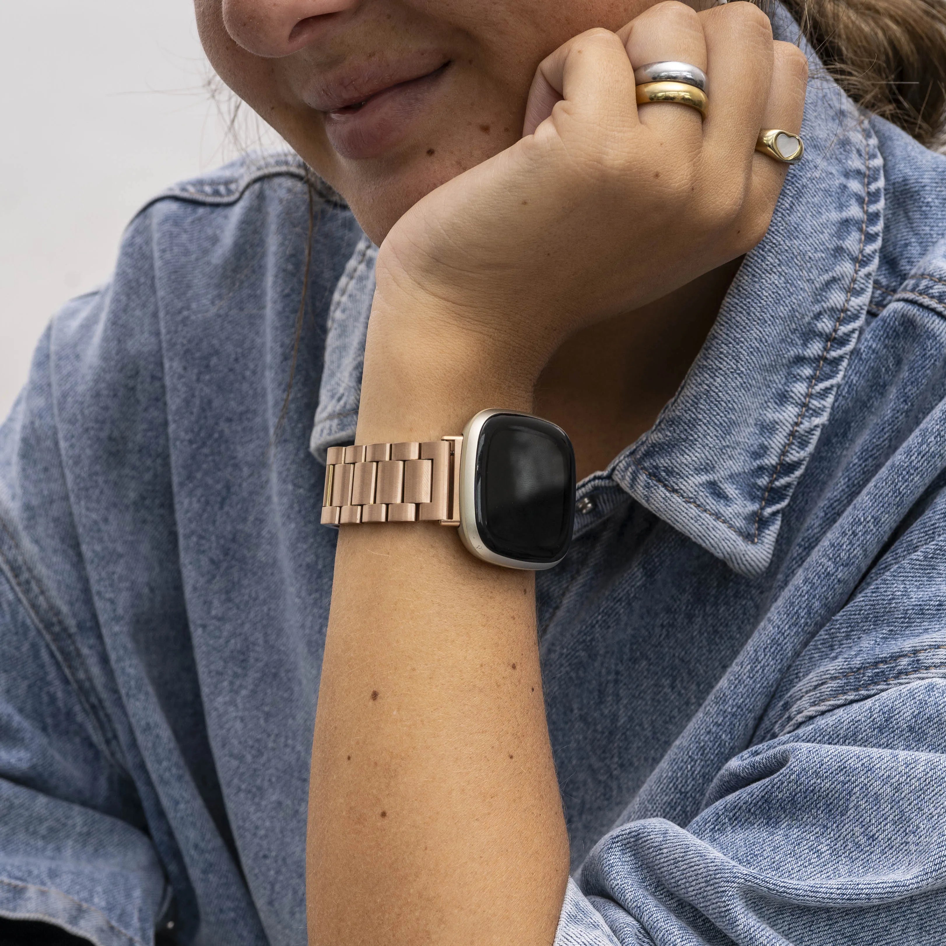 Fitbit Sense 2 stalen bandje (rosé goud)