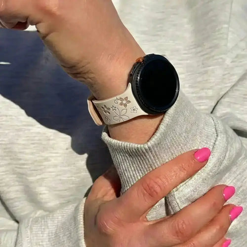 Samsung Galaxy Watch 8 - 40mm flower silicone band (sterrenlicht/beige)