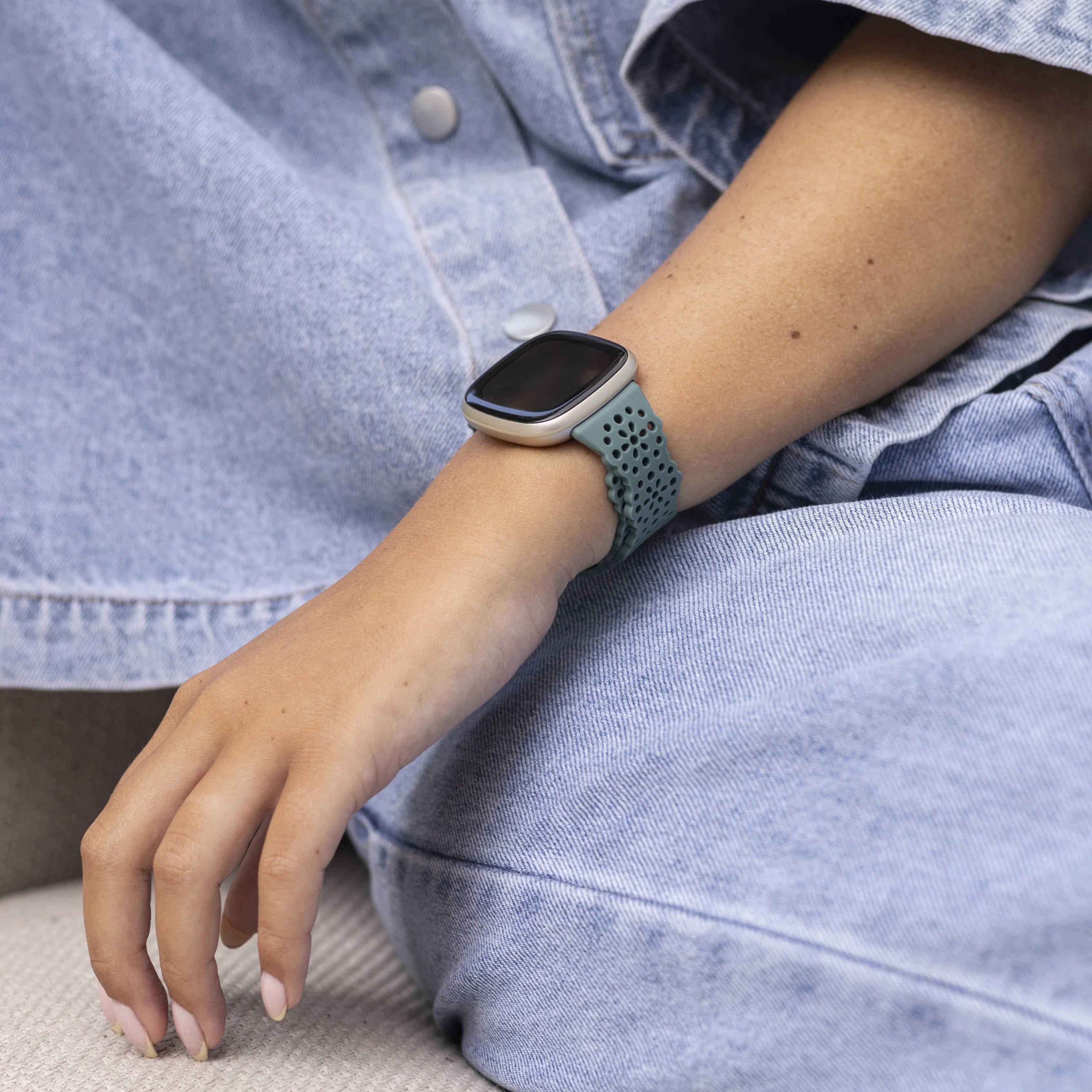 Fitbit Sense siliconen bandje met patroon (groen)
