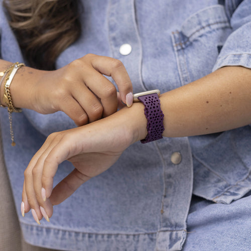 Fitbit Sense siliconen bandje met patroon (paars)