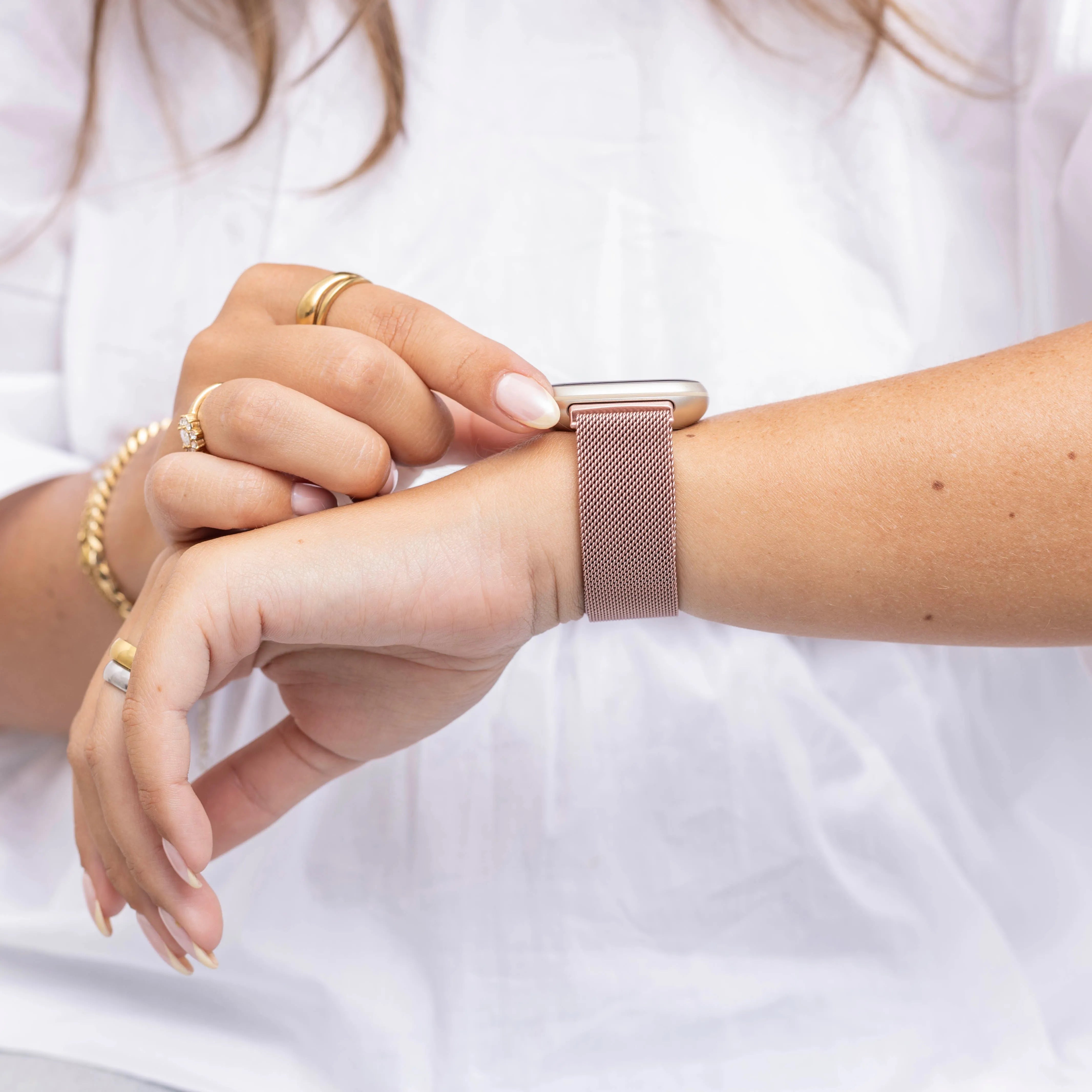 Fitbit Versa 3 Milanese band (roze)