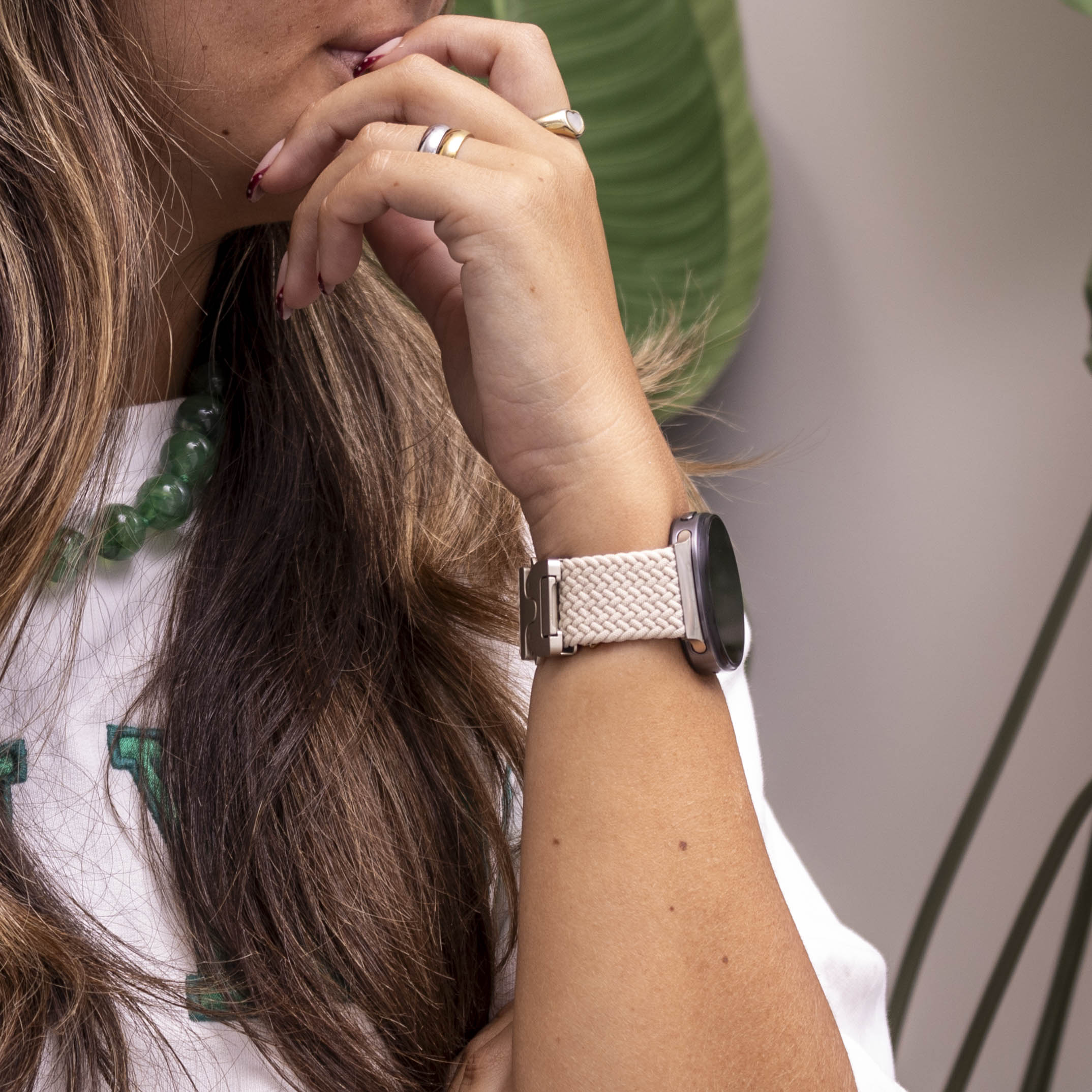  Samsung Galaxy Watch 8 - 40mm gevlochten band met P-buckle (sterrenlicht)