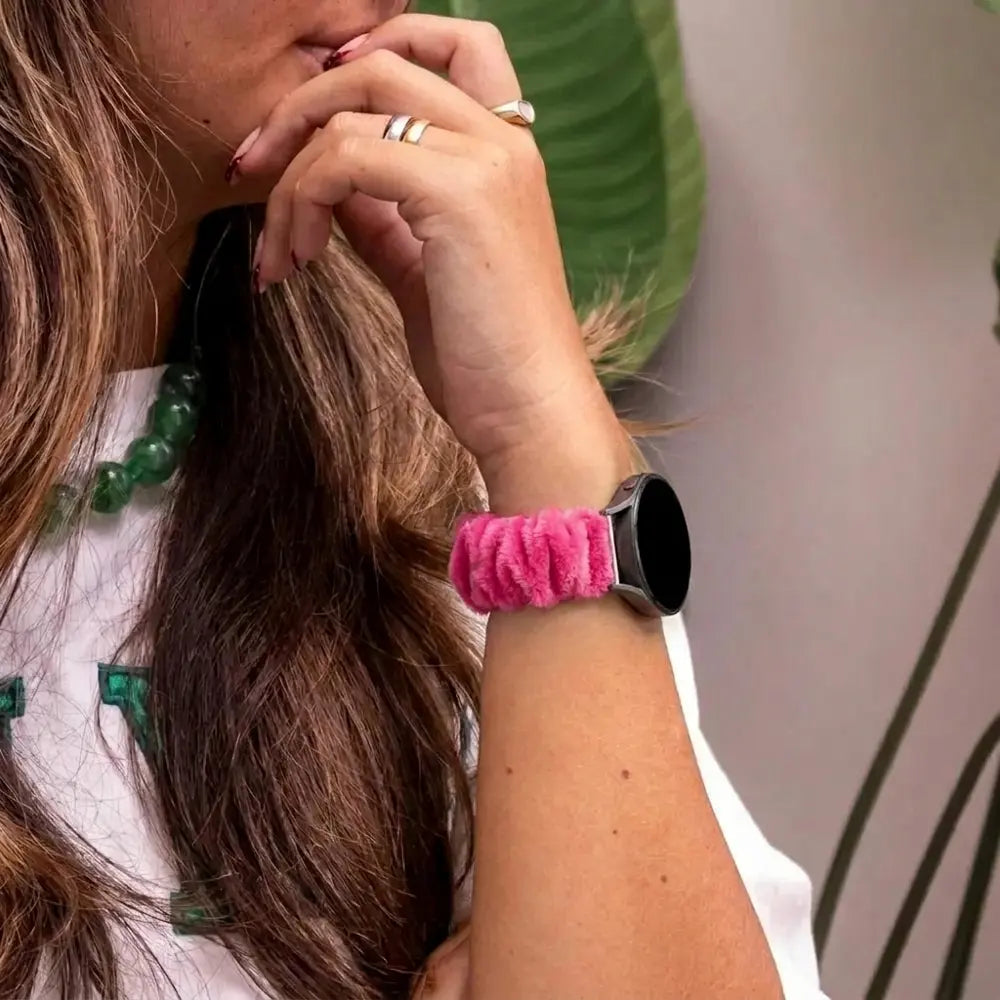 Apple Watch Scrunchie bandje (shiny roze)