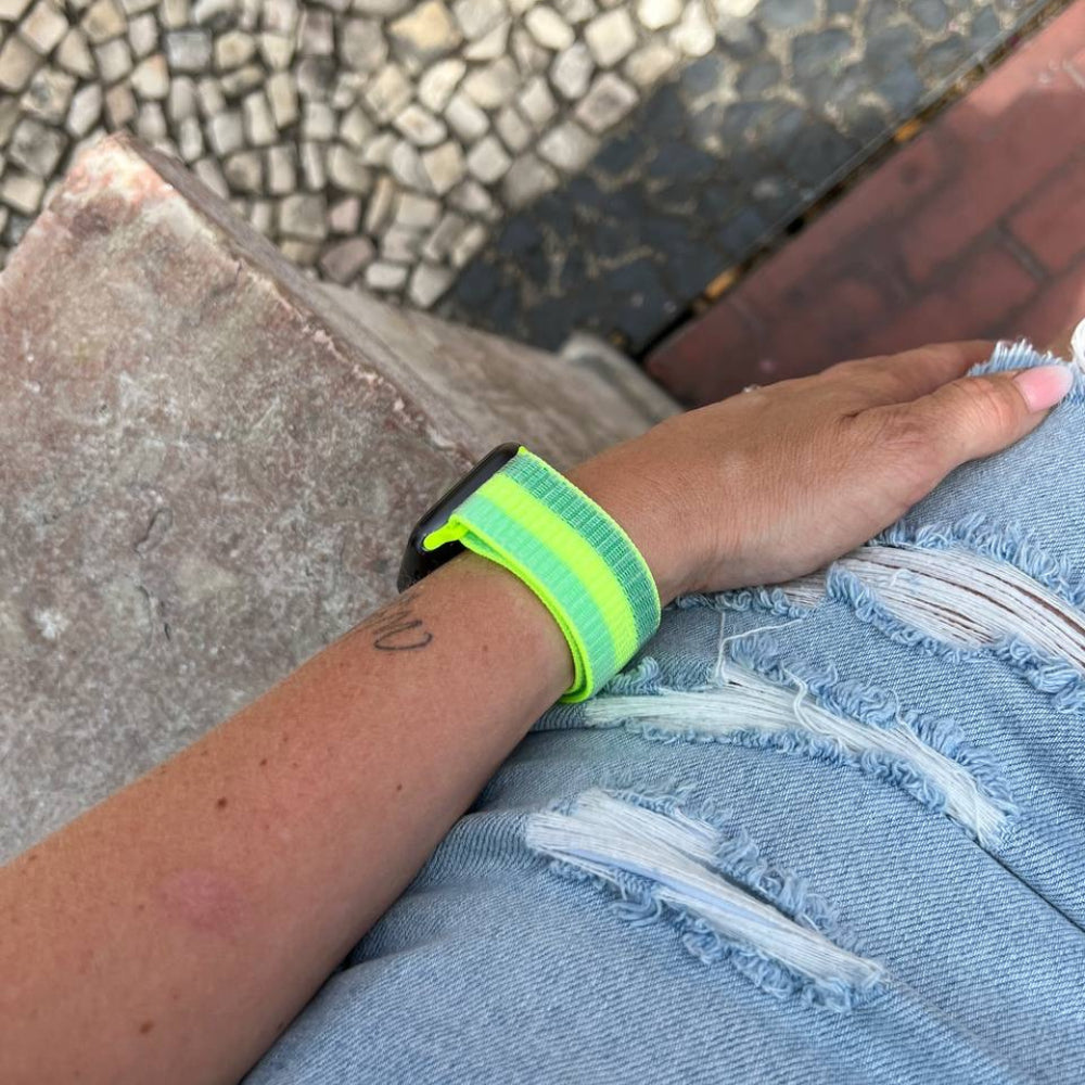 Apple Watch Ultra nylon band (groen/geel)