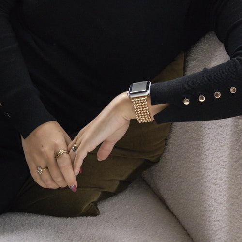 Beaded Steel Strap, gold, lifestyle photo
