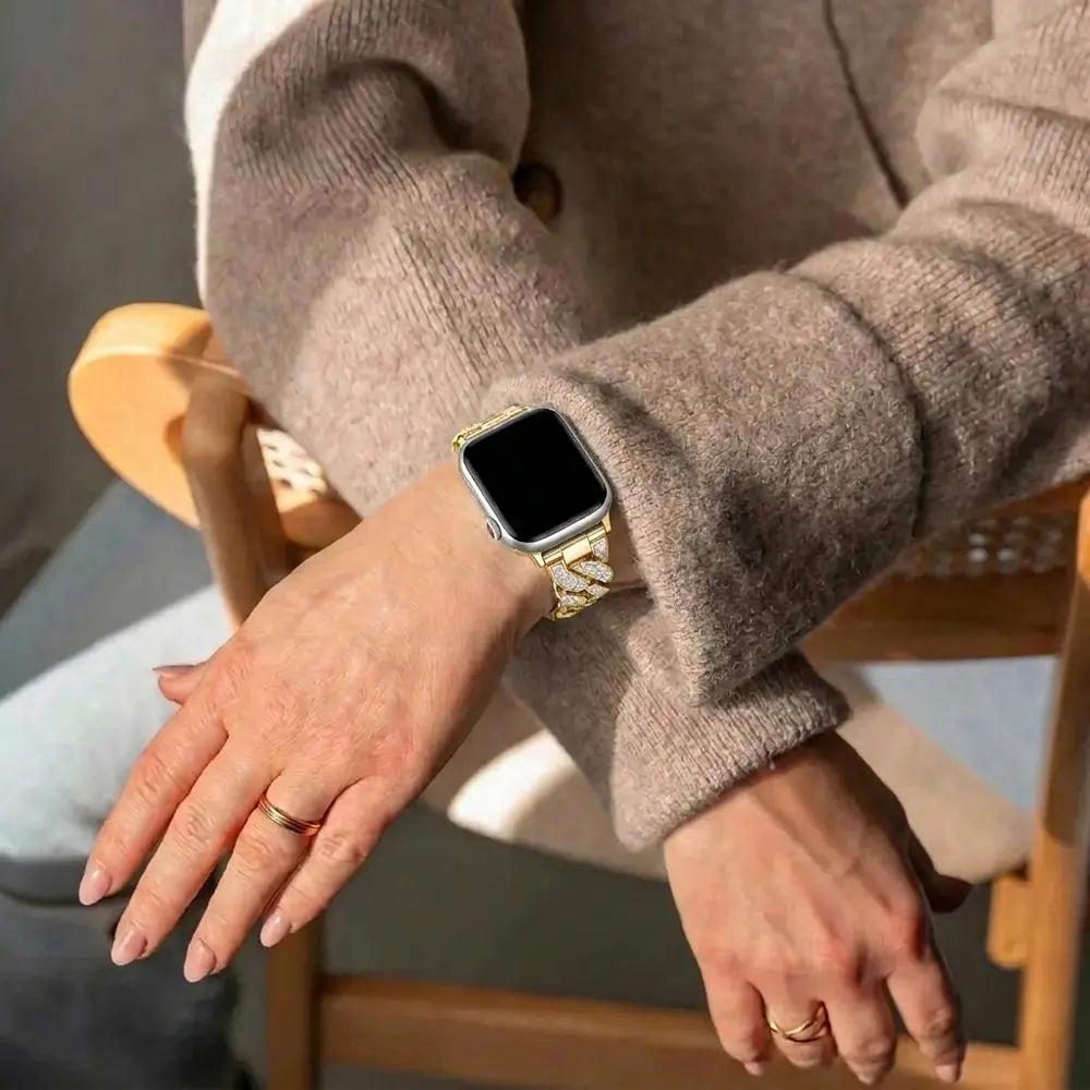 Bandz Apple Watch Chain Diamond Strap (Gold)