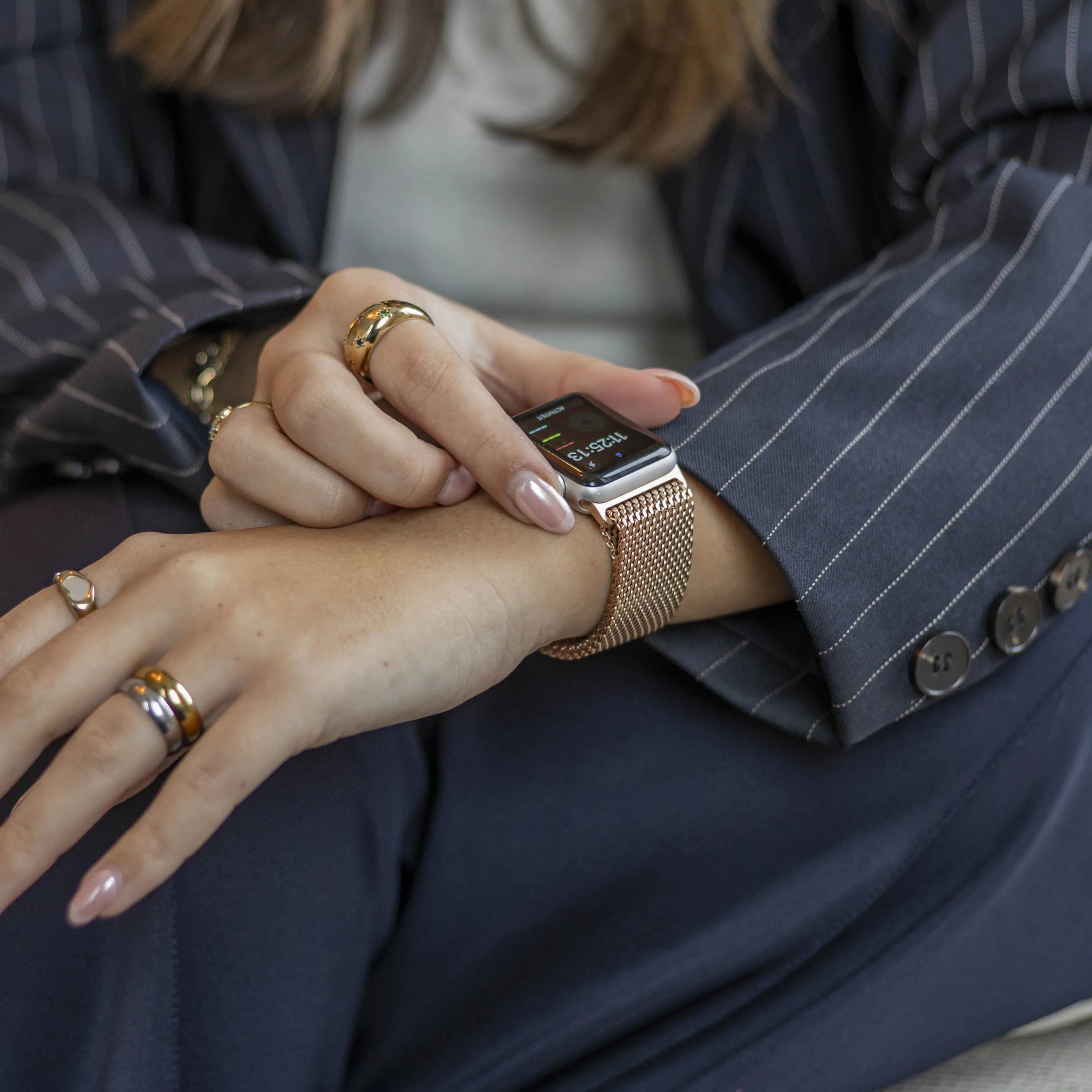 Bandz Apple Watch Milanese loop band met P-buckle (rosé goud)