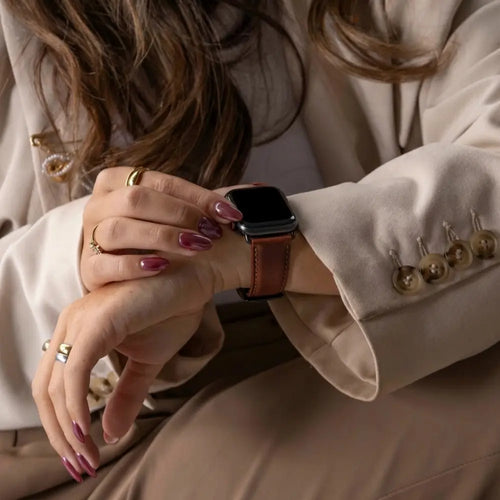 Apple Watch Ultra leren band (rood-bruin)