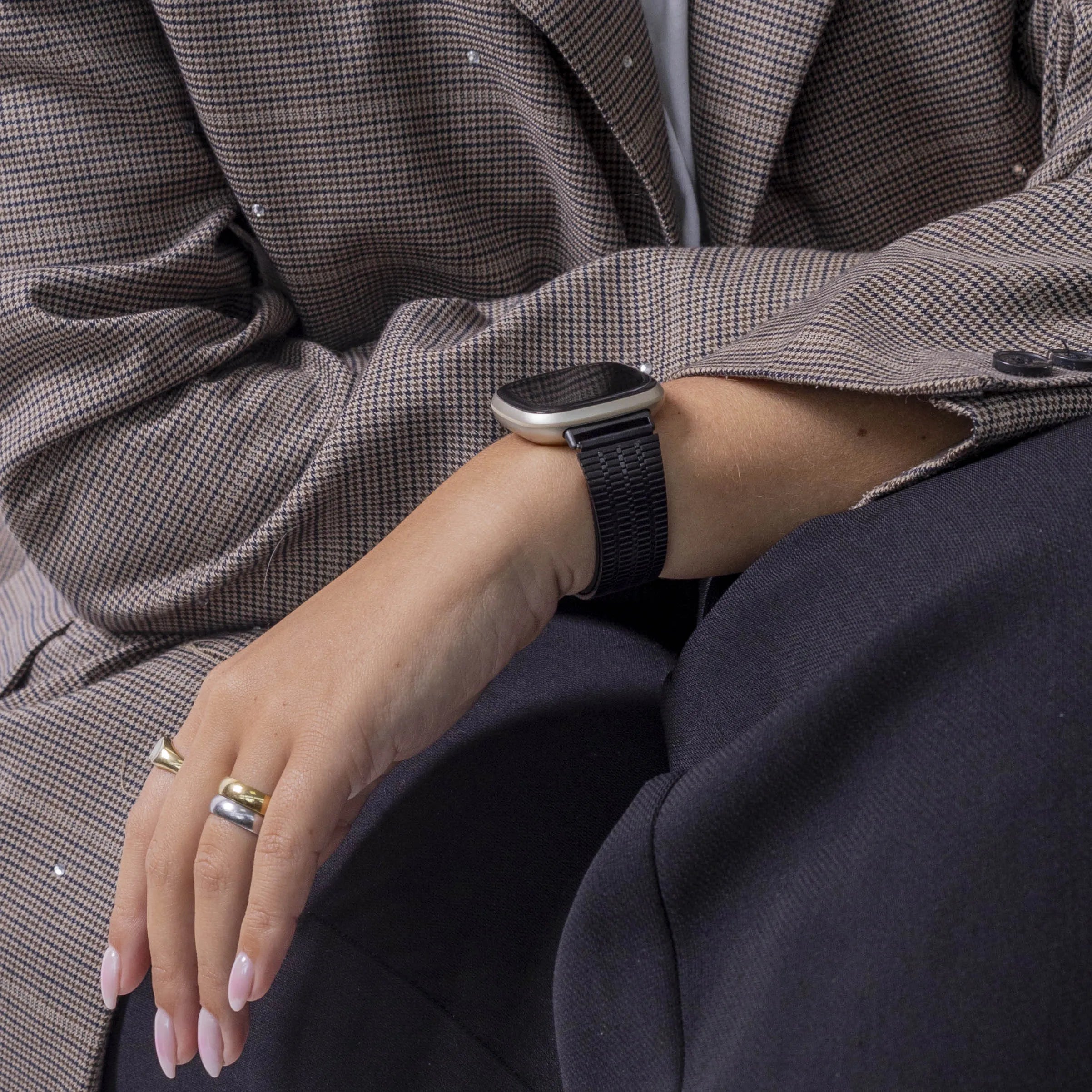 Fitbit Versa 3 roestvrij stalen band (zwart)