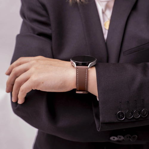 Amazfit Bip 3 (Pro) 'one push' leren bandje (donkerbruin)