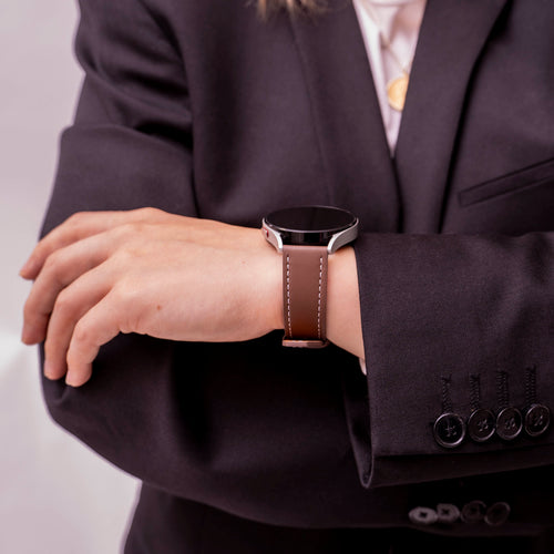 Samsung Galaxy Watch 6 - 40mm 'One Push' Leather Strap (Dark Brown)