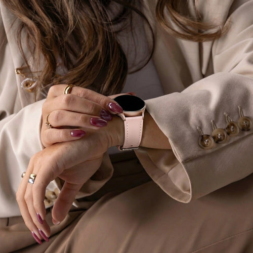 Samsung Galaxy Watch 7 - 40mm 'one push' leren bandje (lichtroze)