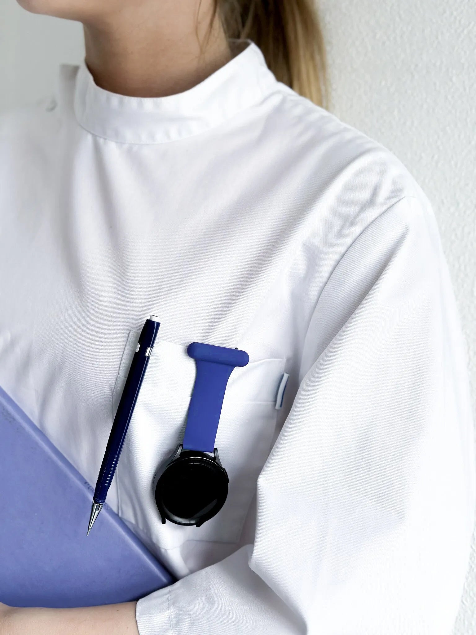 Silicone Nurse Fob, dark blue, lifestyle photo