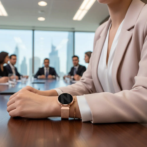 Milanese Loop Strap, rose gold, lifestyle photo