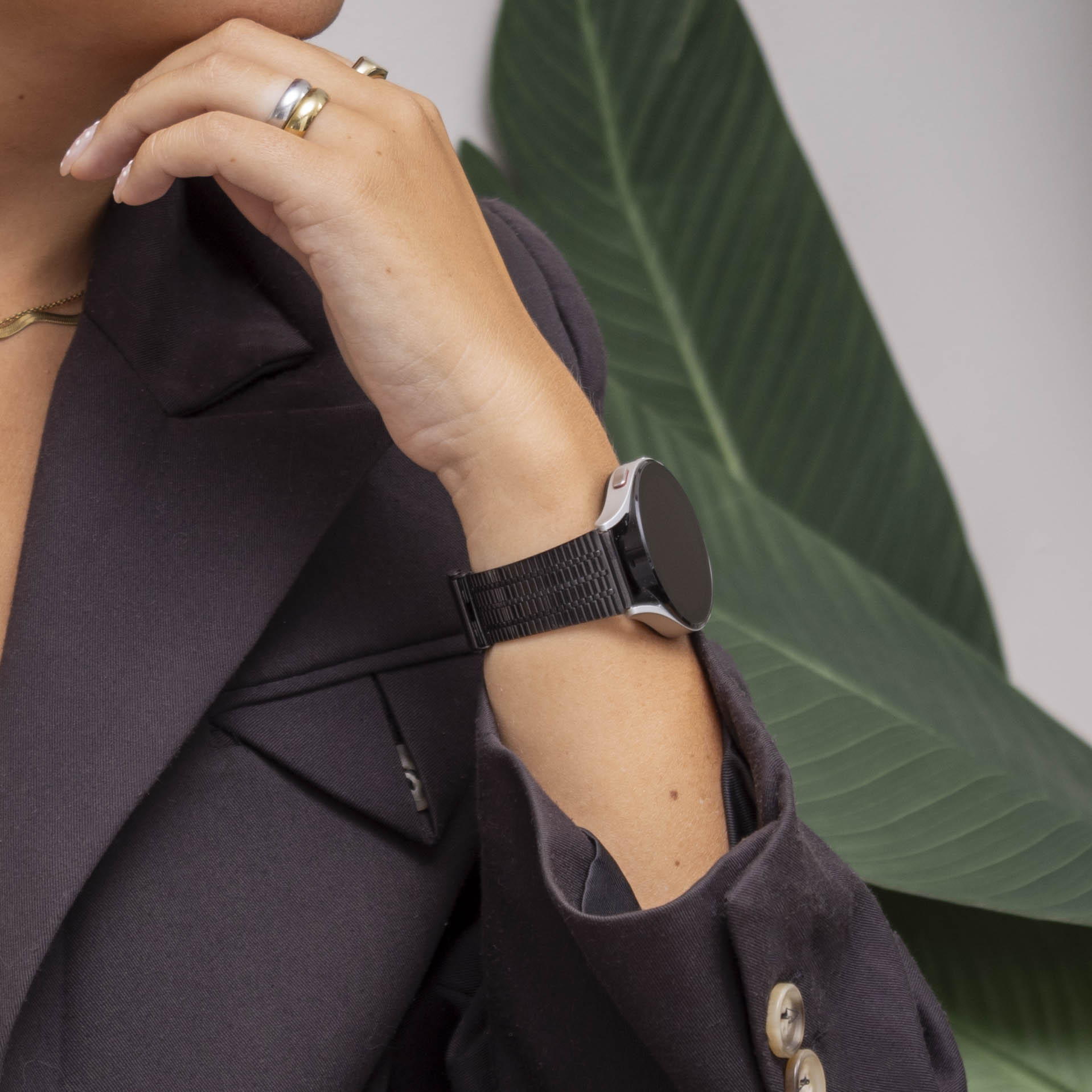 Samsung Galaxy Watch 3 41mm roestvrij stalen band (zwart)