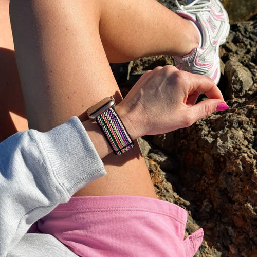 Apple Watch elastisch bandje (colourful stripes)