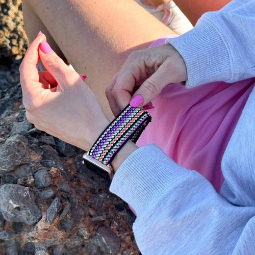 Apple Watch elastisch bandje (colourful stripes)