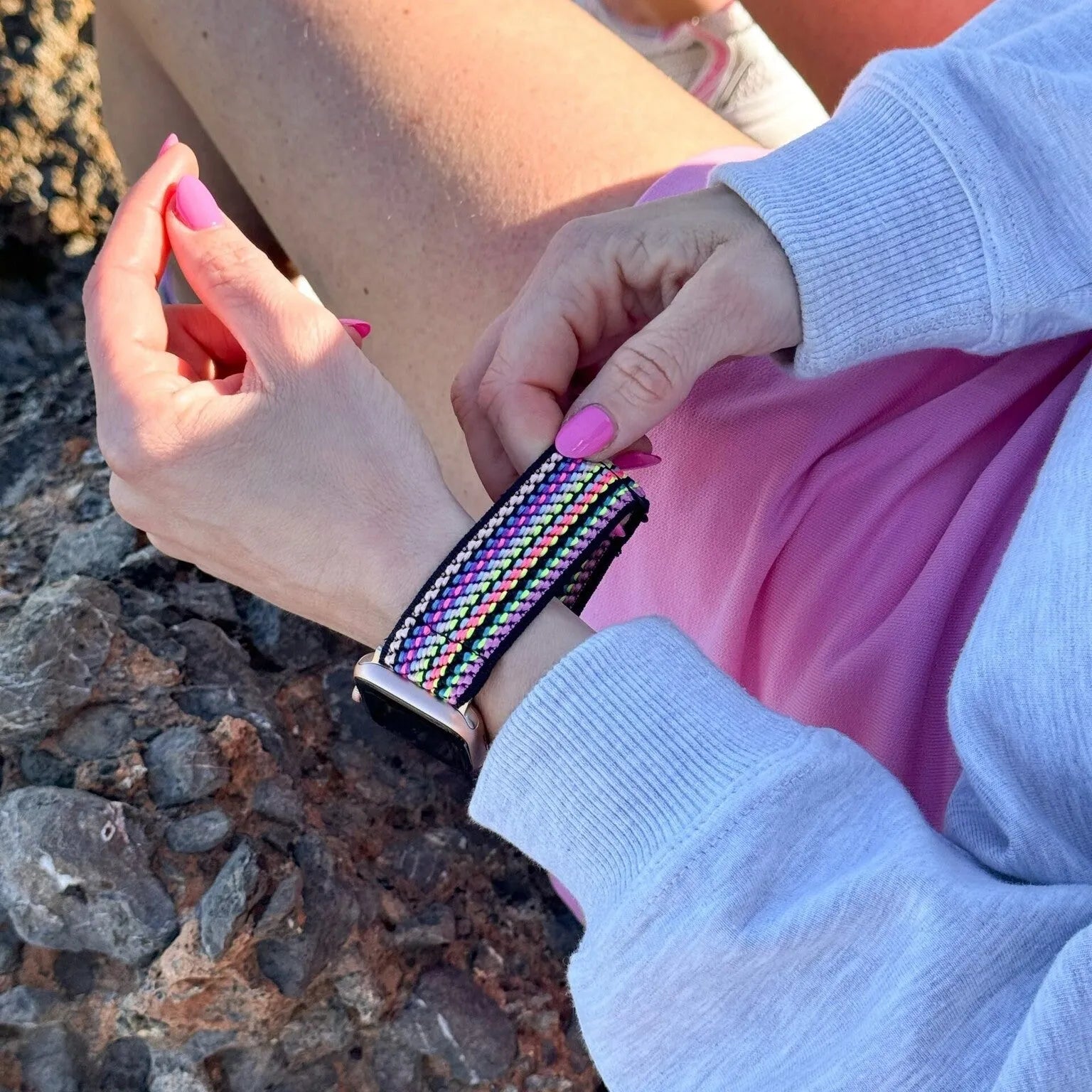 Apple Watch elastisch bandje (colourful stripes)