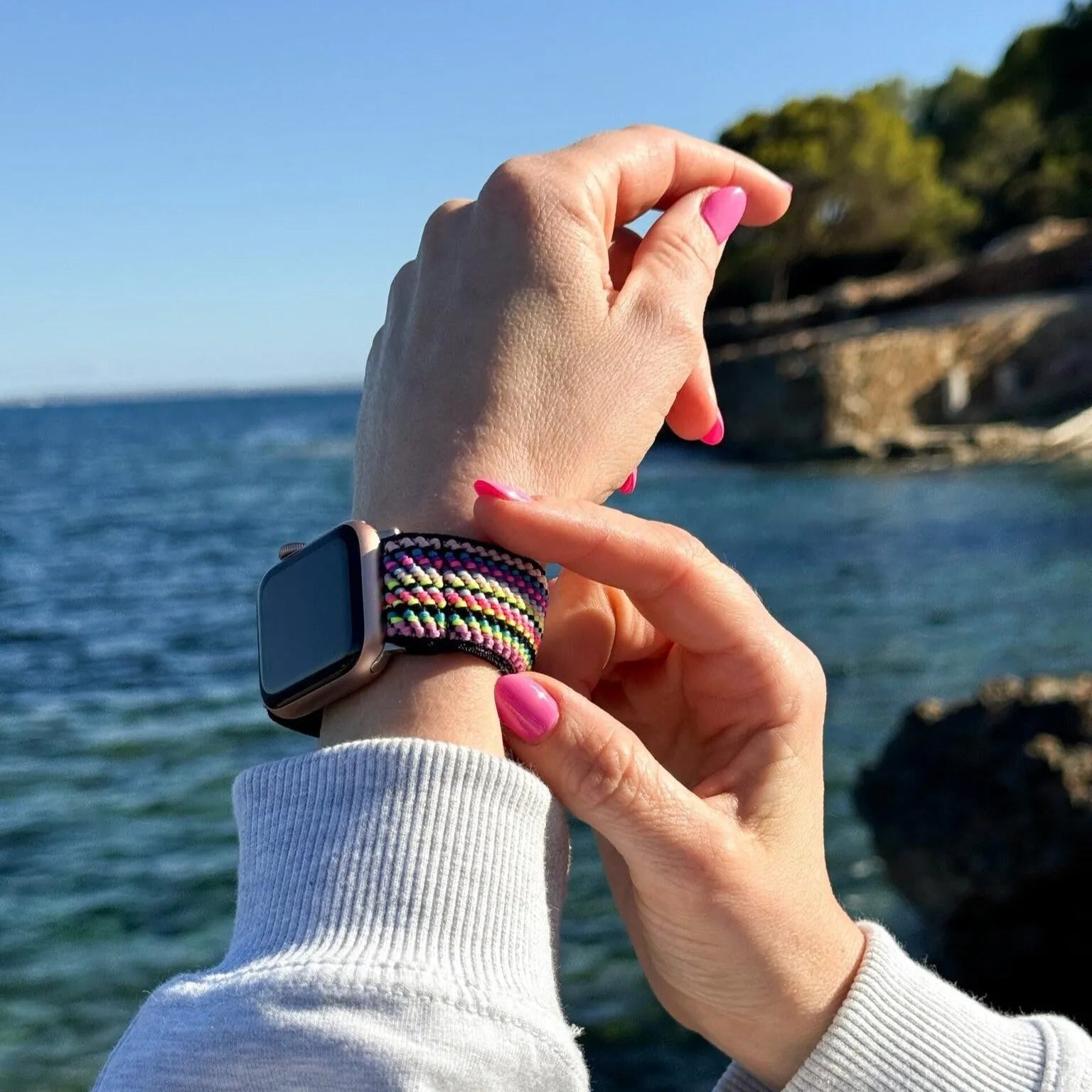 Apple Watch elastisch bandje (colourful stripes)