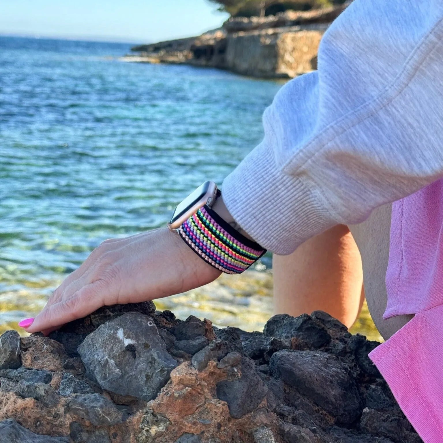 Apple Watch elastisch bandje (colourful stripes)