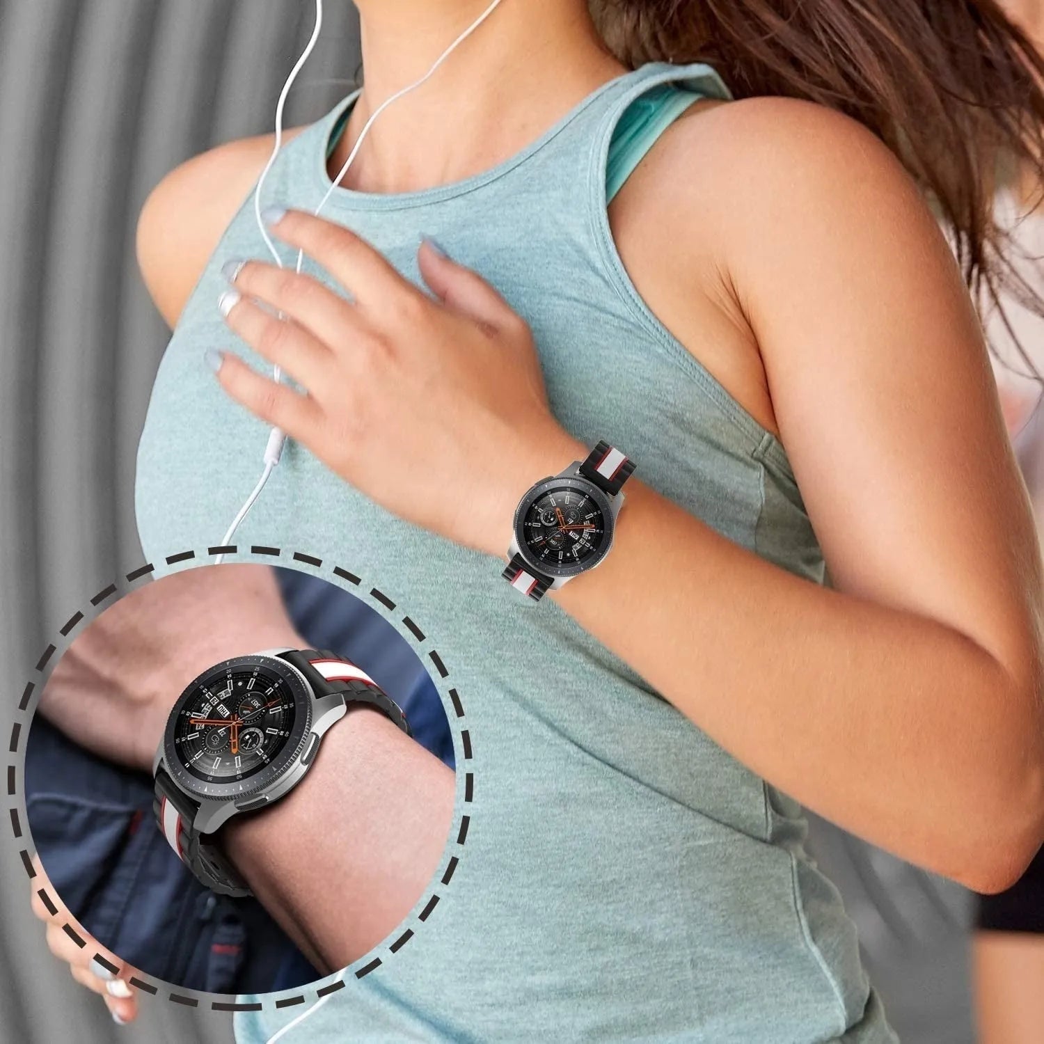 Silicone Special Edition Strap, black/white, lifestyle photo