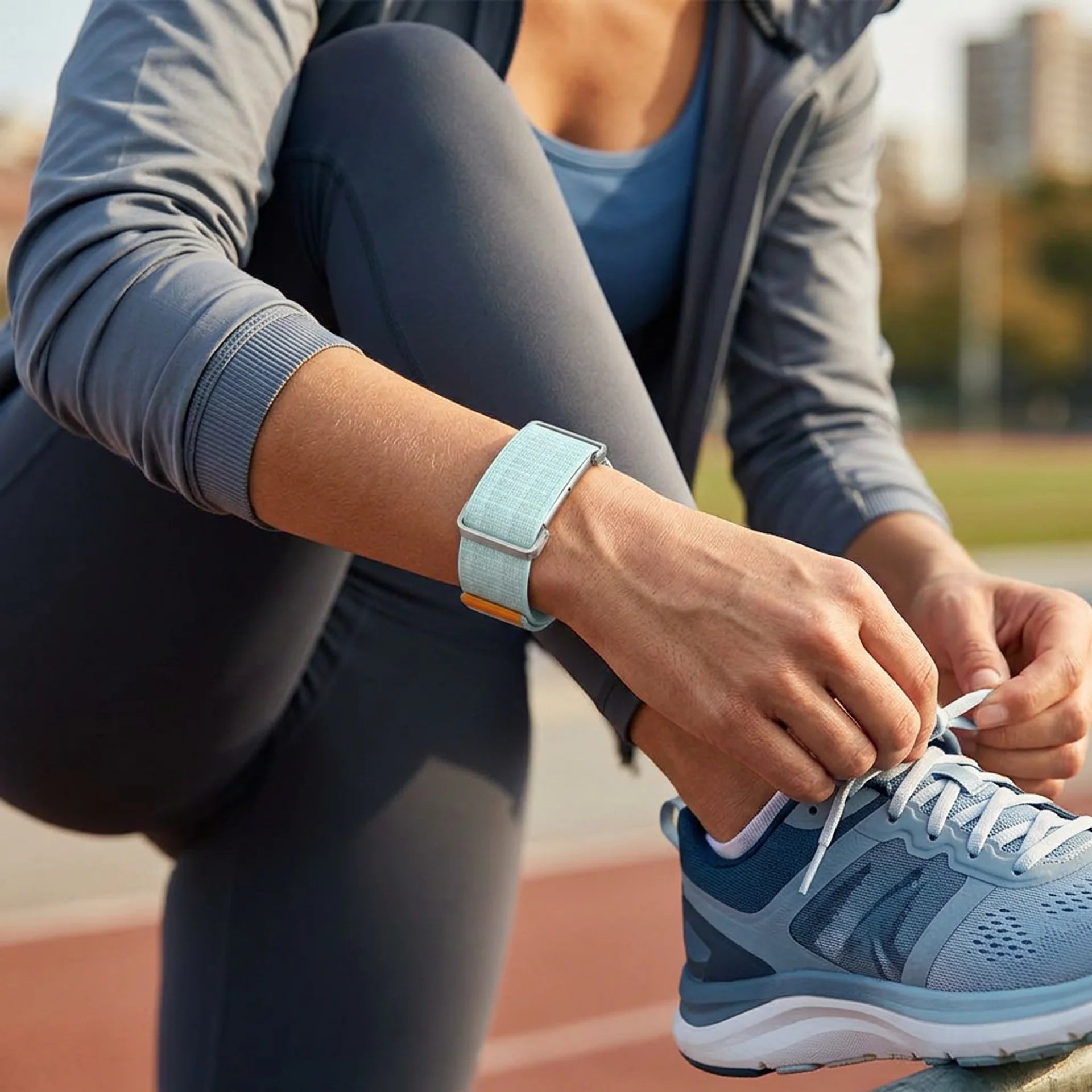 Fitbit Air nylon band met frame (licht cyaan)