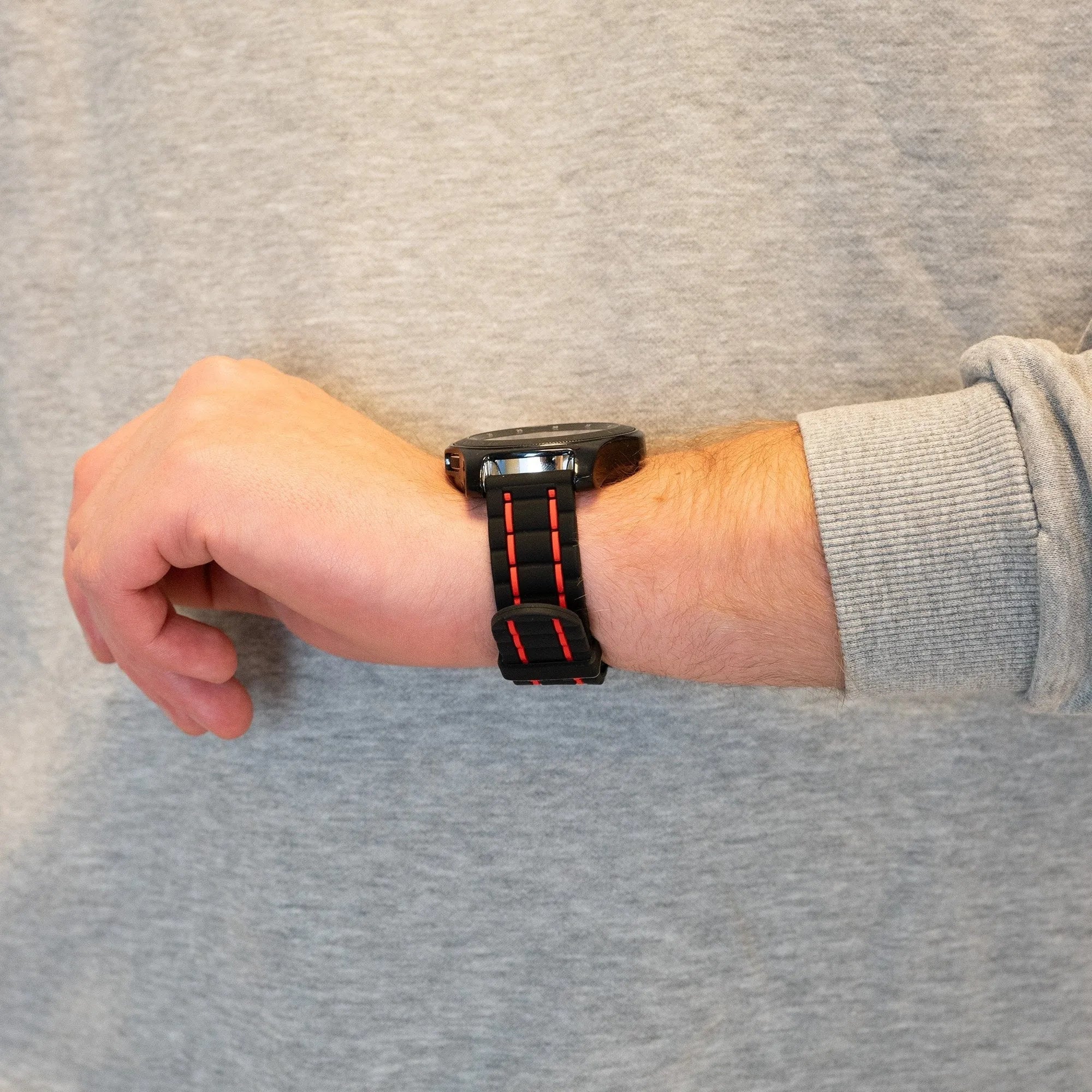 Bandz Suunto Race (S) sport band gestreept (zwart/rood)