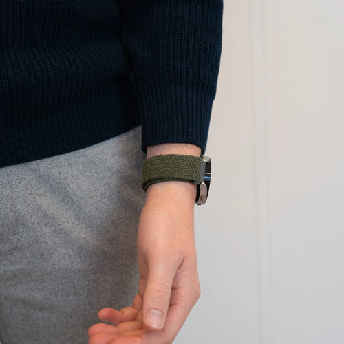 Bandz Levowatch Tiny gevlochten nylon band (olijfgroen)