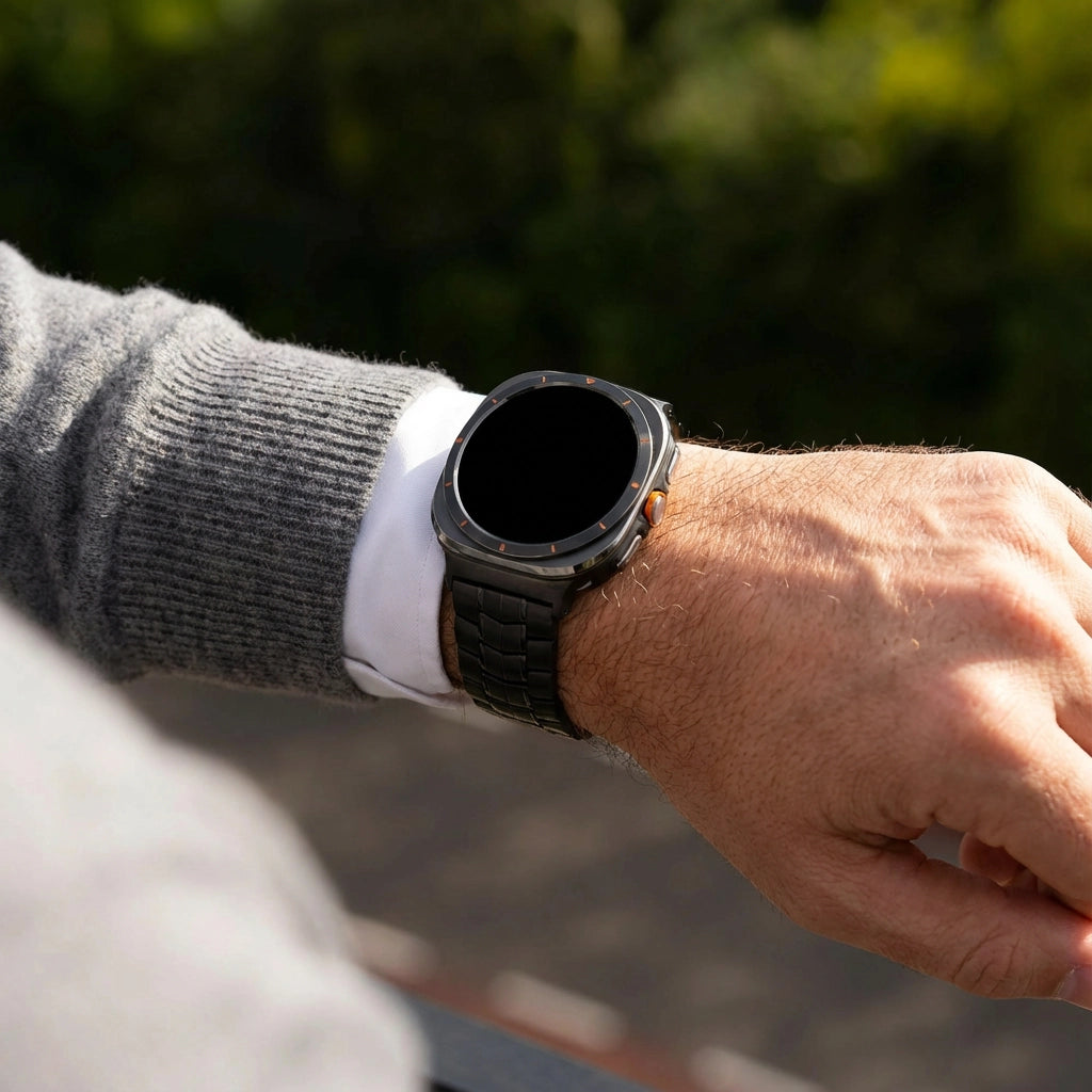Bandz Samsung Galaxy Watch Ultra 2 stalen band 'Classic' (zwart)