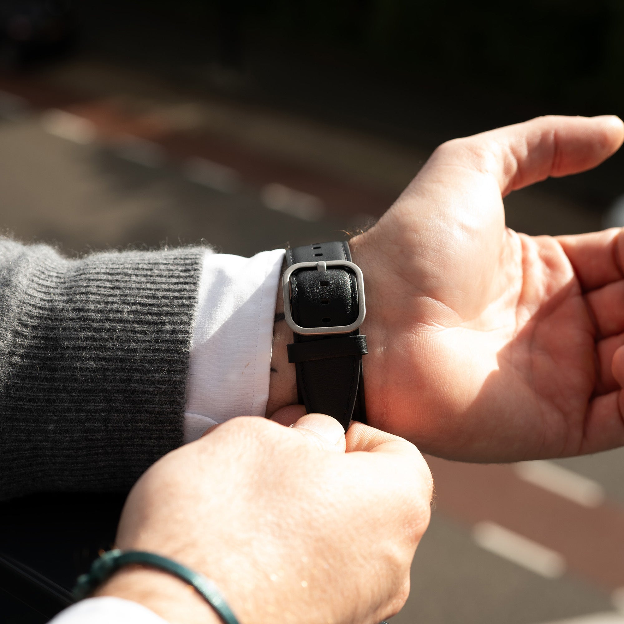 Bandz Apple Watch Ultra lederen band 'Classic' (zwart)