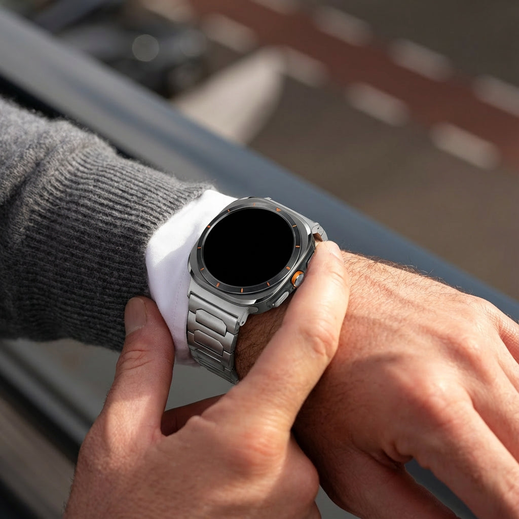 Bandz Samsung Galaxy Watch Ultra titanium band 'Deluxe' (zilver)