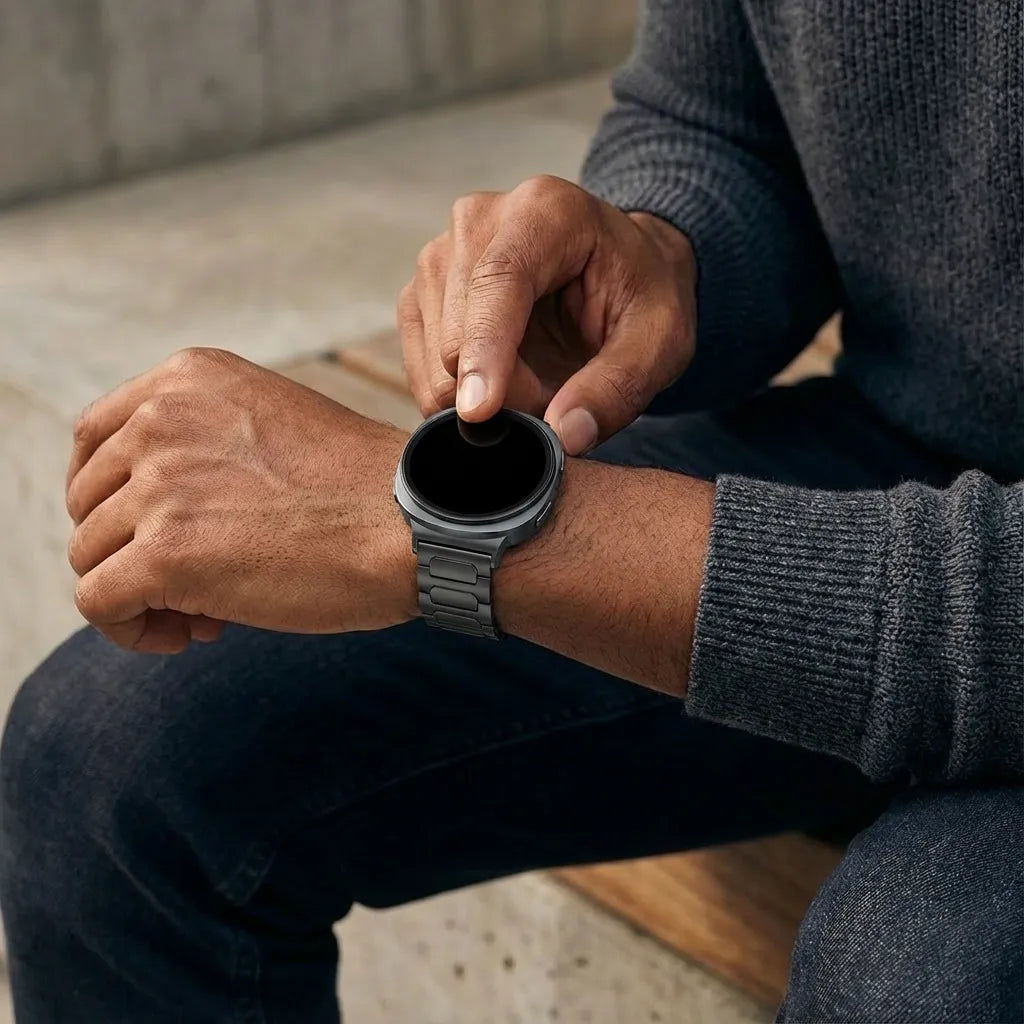Bandz Samsung Galaxy Watch 8 - 40mm titanium band 'Deluxe' (zwart)