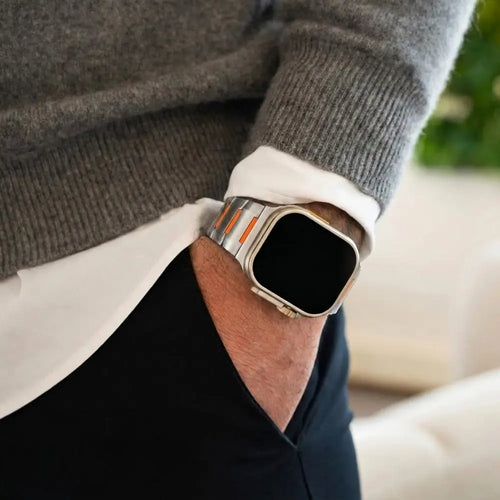 Apple Watch Ultra stalen hybrid band (titanium/oranje)