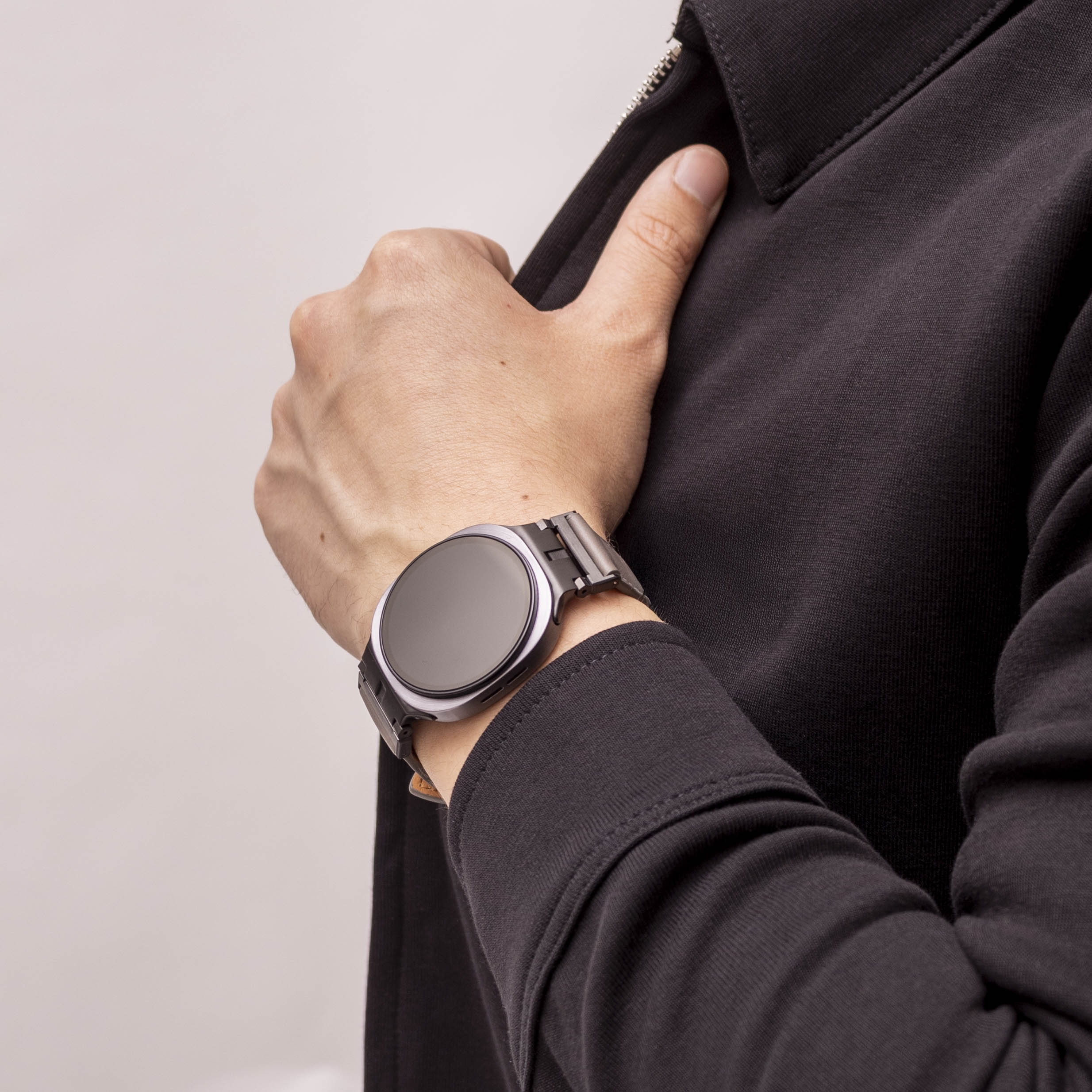 Samsung Galaxy Watch 8 - 44mm luxe leren bandje (grijs)