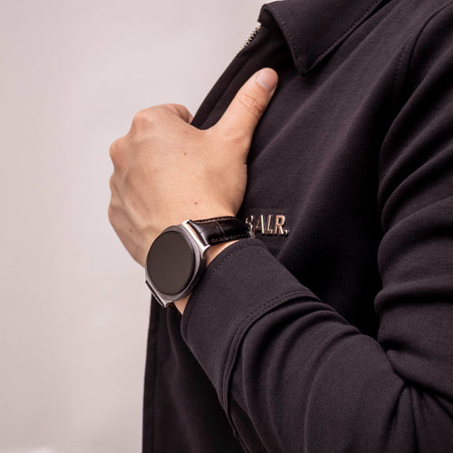 Samsung Galaxy Watch 9 - 44mm Leather Strap Crocodile Grain (Black)