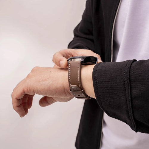 Amazfit Balance 'One Push' Leather Strap (Dark Brown)
