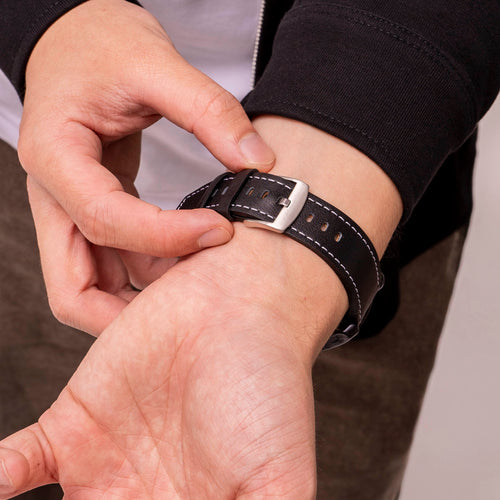 Huawei Watch GT 6 - 46mm 'one push' leren bandje (zwart)