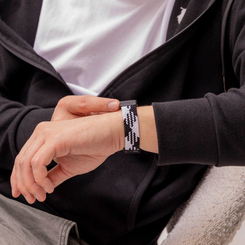 Huawei Band 9 gevlochten bandje (mandala zwart)