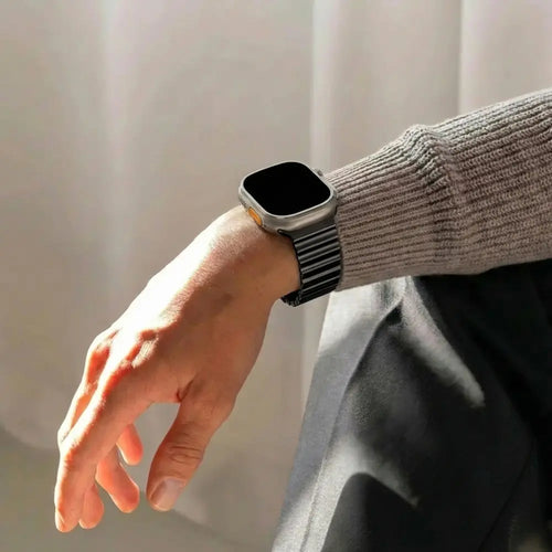 Bandz Apple Watch premium stalen band 'Ocean' (zwart)