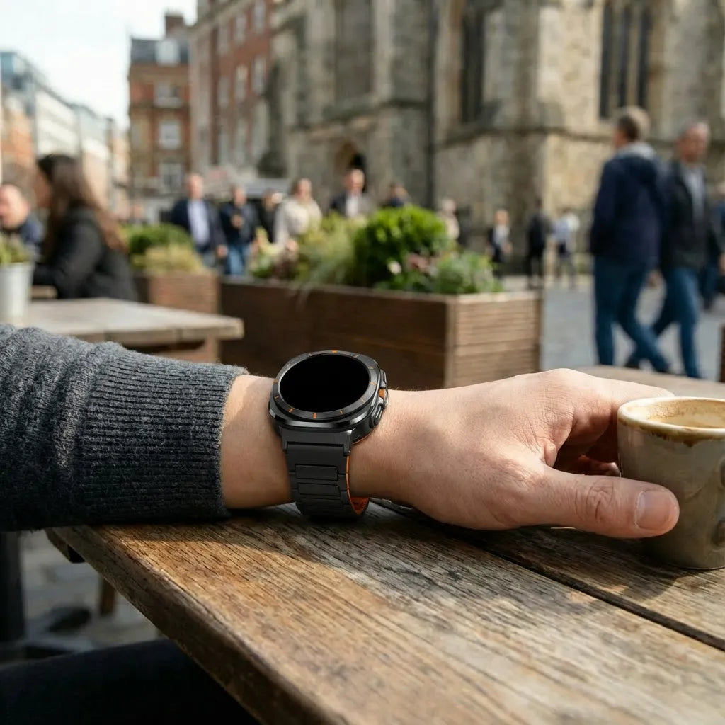 Samsung Galaxy Watch Ultra 2 magnetisch siliconen bandje (zwart/oranje)