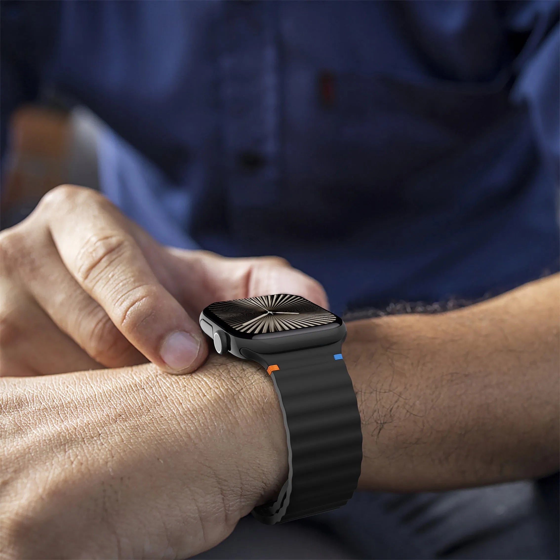 Apple Watch Wave siliconen bandje (zwart)