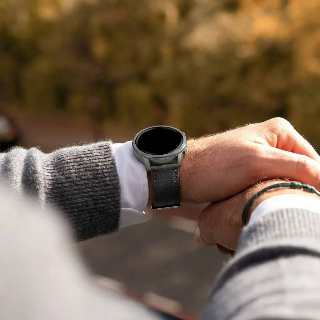Bandz Garmin Vivomove Trend Leather Strap 'Deluxe' (Black)