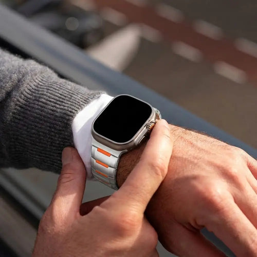 Apple Watch Ultra stalen hybrid band (titanium/oranje)