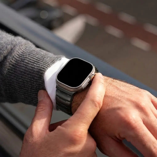 Apple Watch Ultra stalen hybrid band (zwart)