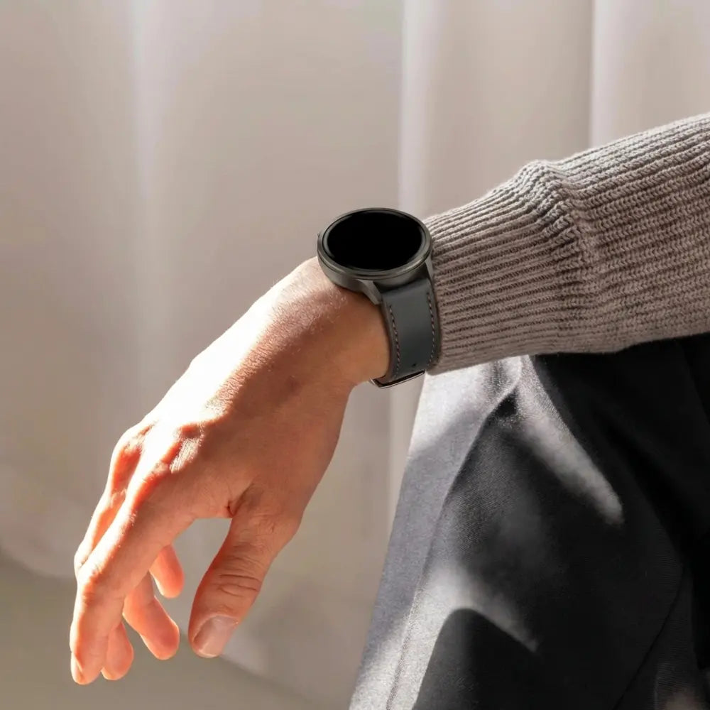 Bandz Garmin Vivoactive 4 Leather Strap 'Deluxe' (Black)