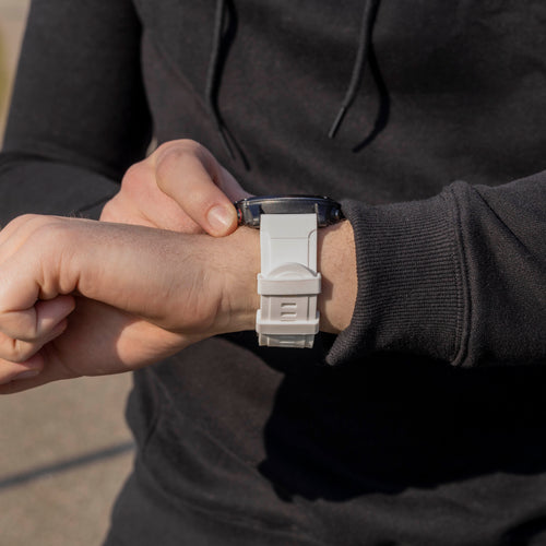 Glossy Silicone Strap, white, lifestyle photo