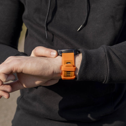 Silicone Sport Buckle Strap, orange/black, lifestyle photo