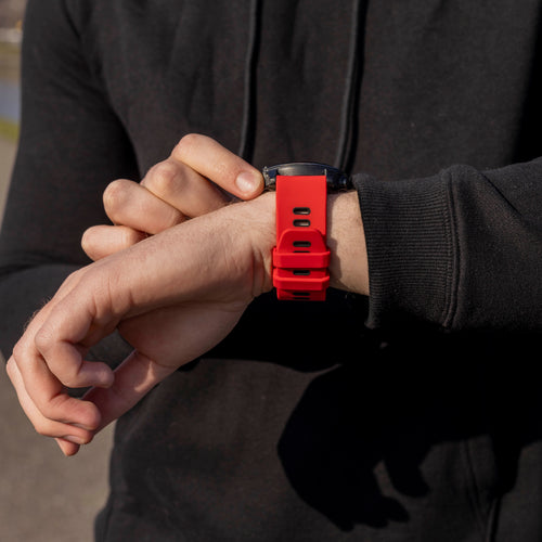 Silicone Sport Buckle Strap, red/black, lifestyle photo