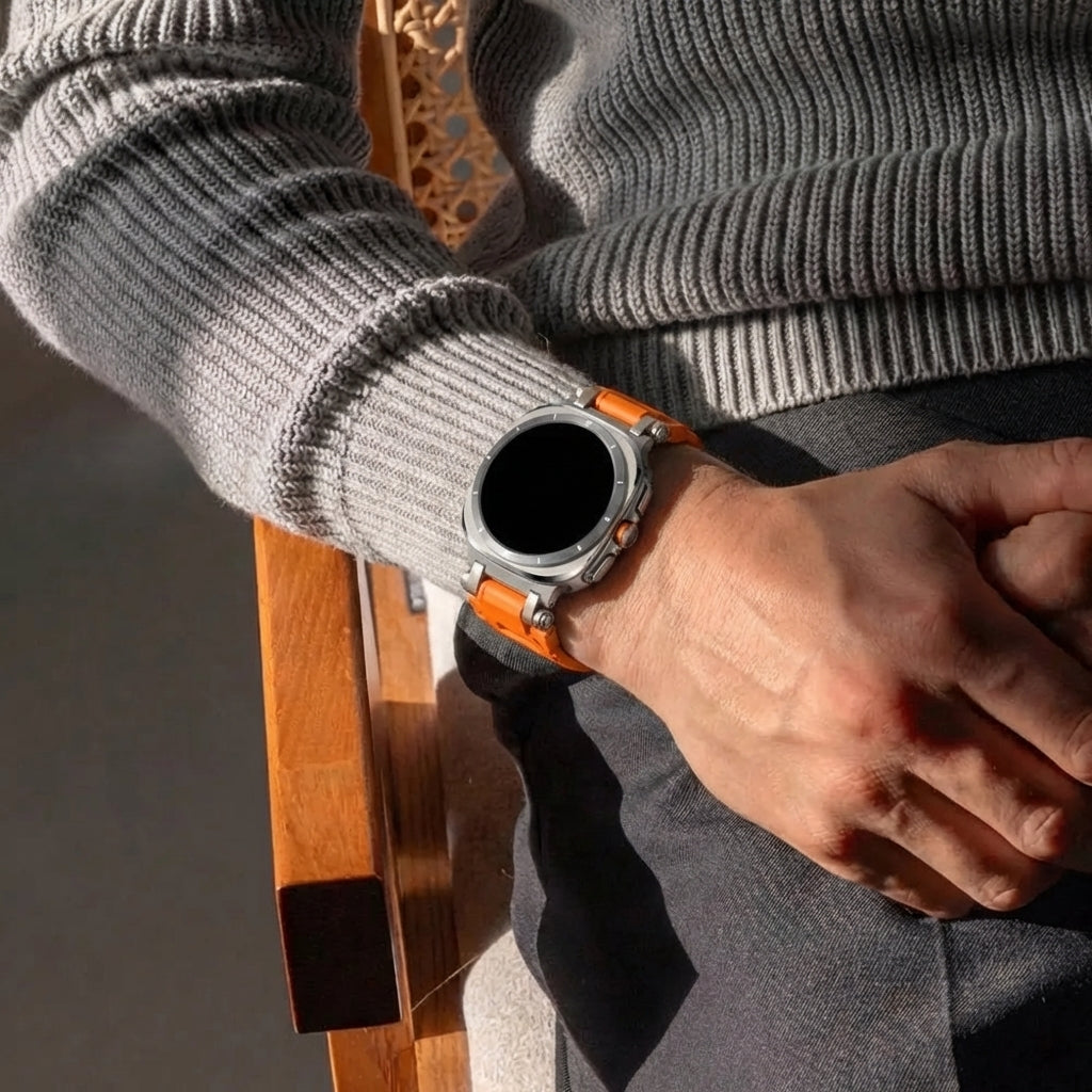 Samsung Galaxy Watch Ultra 2 Explorer' TPU band (oranje met titanium)