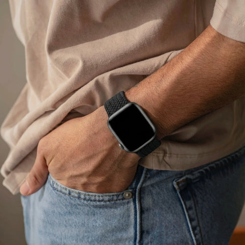 Apple Watch verstelbaar gevlochten bandje (zwart)